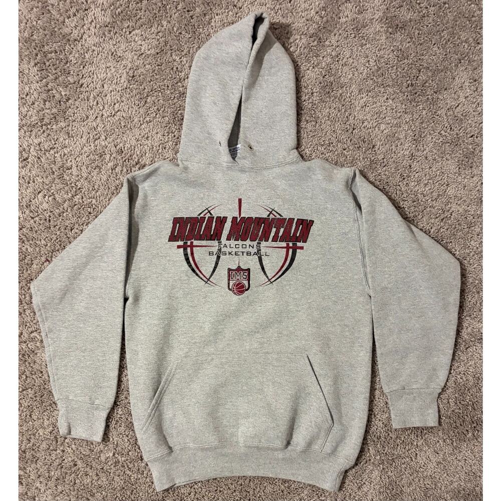 Indian Mountain Falcons Basketball Eagle USA Hoodie Mens Gray Y2K Sports - Small